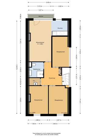 Floorplan - Mathenesserweg 129C04, 3027 HM Rotterdam